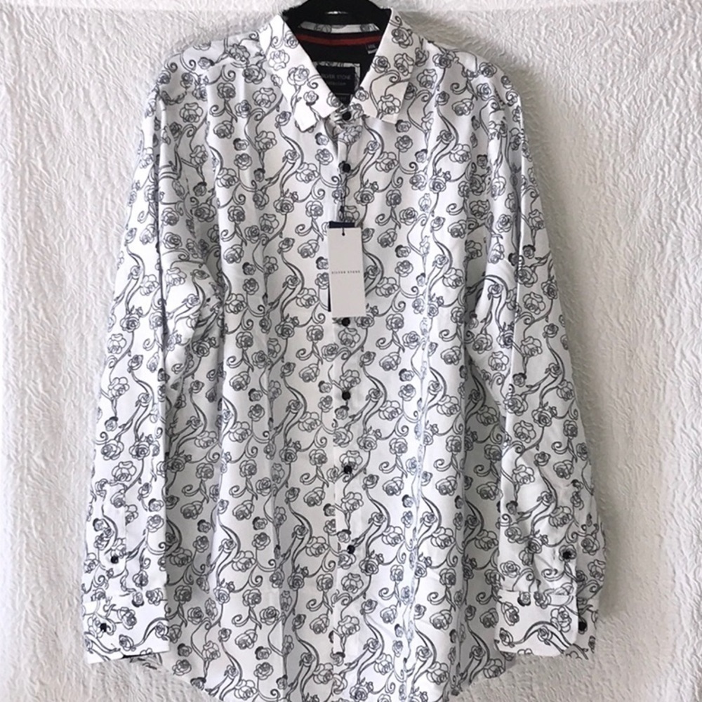 Silver Stone Collection Modern Fit Long Sleeve Floral Dress Shirt